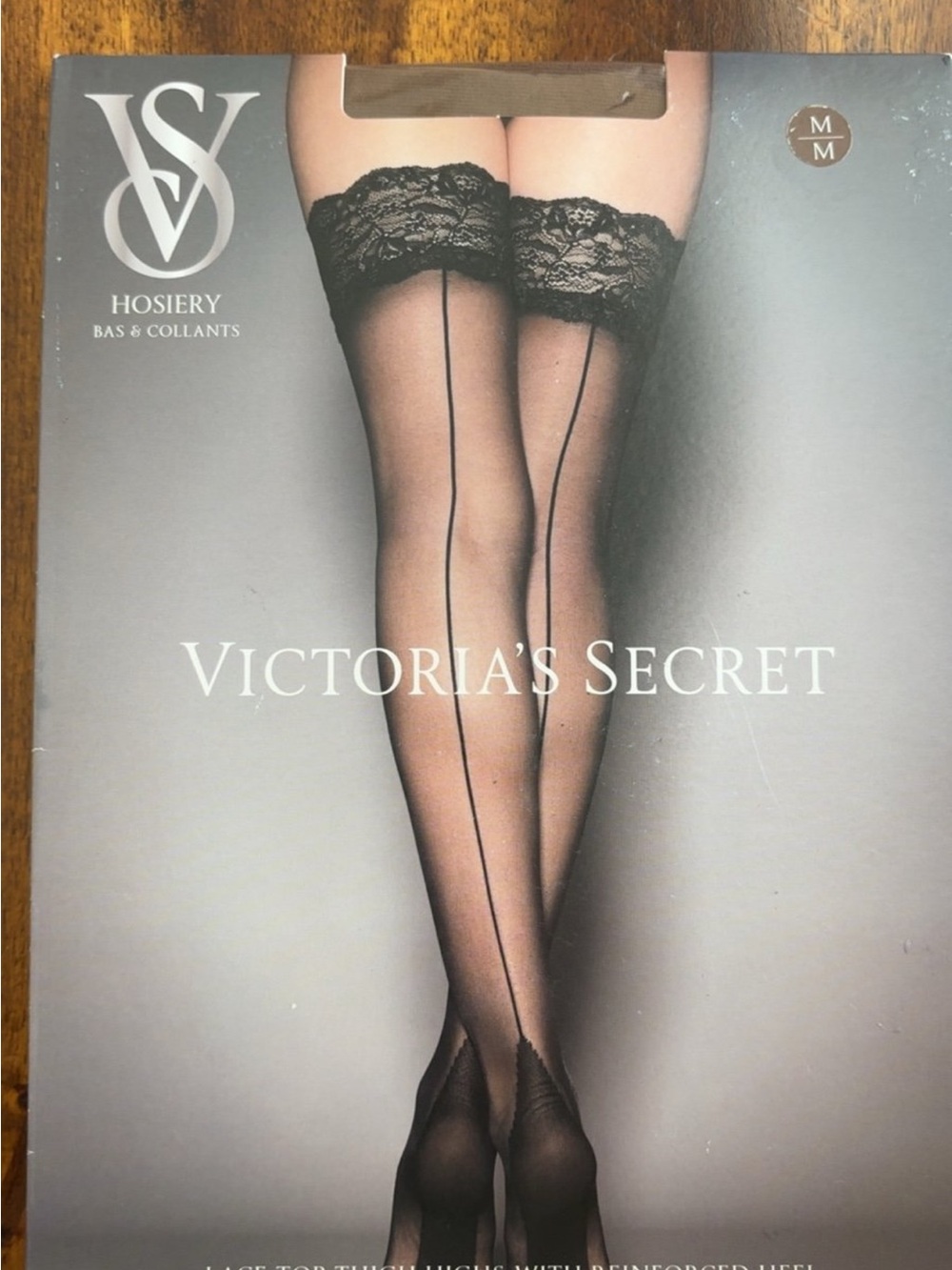 Victoria's Secret Black Sheer Backseam Lace Top Thigh-Highs